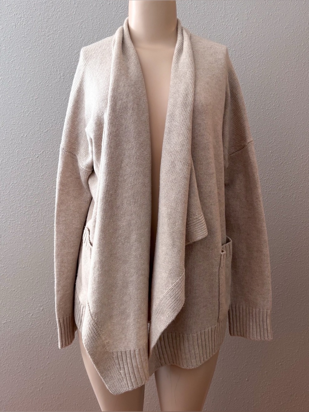 Vince Draped Open Front Wool Cashmere Knit Cardigan Sweater Sz Medium